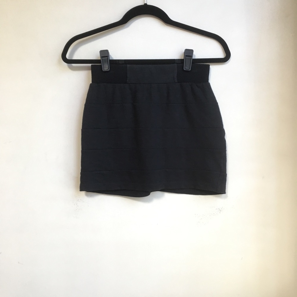 Lush Bandage Cotton Black Mini Skirt